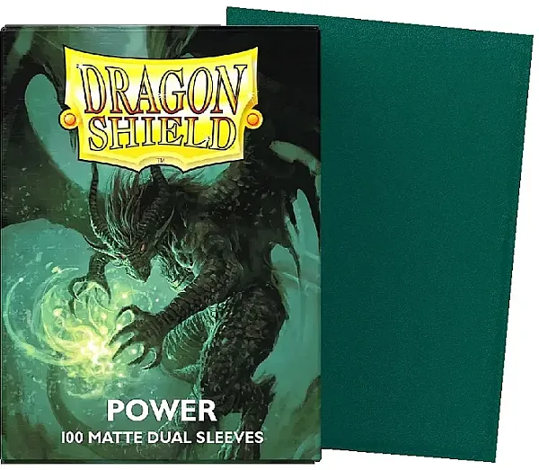 DRAGON SHIELD STANDARD DUAL MATTE SLEEVES - POWER METALLIC GREEN (100 SLEEVES)
